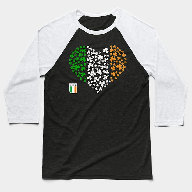 Irish Flag Shamrock Heart Baseball T-Shirt by CoconutCakes